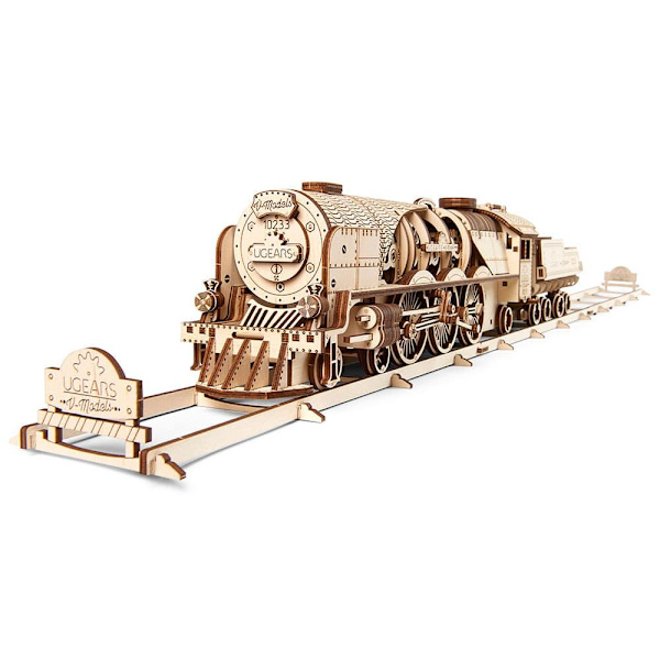Ugears SisÄÄn-steam Train Puinen Mekaaninen Malli Express Kultainen