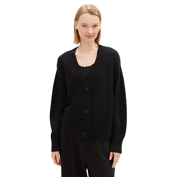 Tom Tailor V Neck Cardigan Sort XL Kvinde