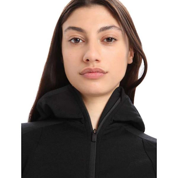 Icebreaker Hættetrøje Zone Knit Zip Sort XS Kvinde