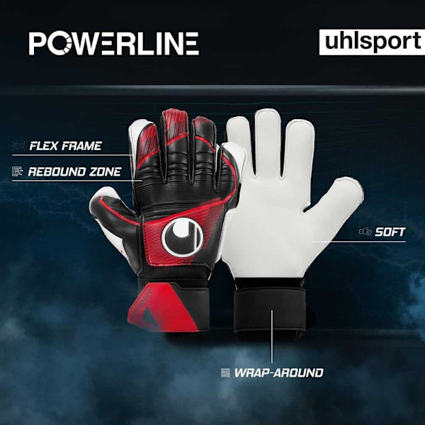 Uhlsport Målmandshandsker Powerline Soft Flex Frame Rød,Sort 4 1/2