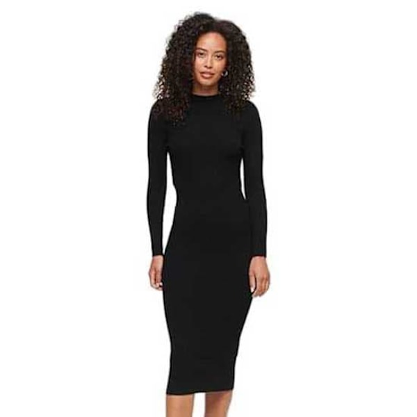 Superdry Backless Bodycon Langærmet Midi-kjole Sort L Kvinde