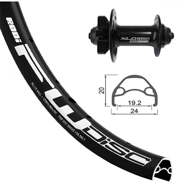 Xlc Mtb Framhjul Rodi A05 Evo 24´´ 6b Disc Svart 15 x 100 mm