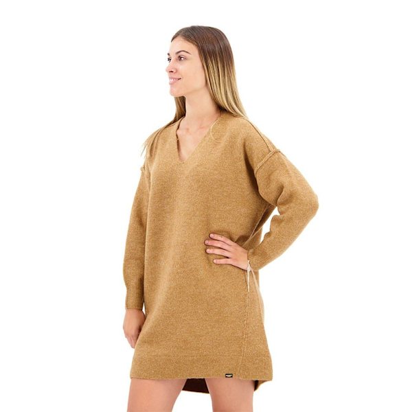 Superdry Långärmad Kort Klänning V Jumper Brun S Kvinna