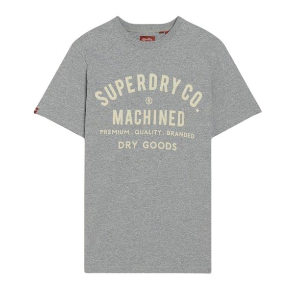 Superdry Workwear Flock Graphic Lyhythihainen T-paita Harmaa L Mies