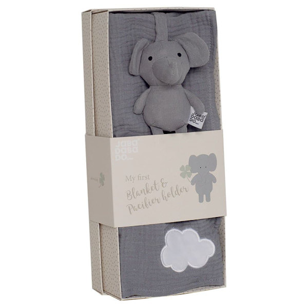 Jabadabado Presentsats Grå Filt & Napp Elefant Teddy Buddy Grå