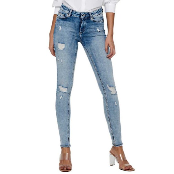 Only Blush Life Mid Waist Skinny Raw Ankle Dt Jeans Blå XS / 32 Kvinna