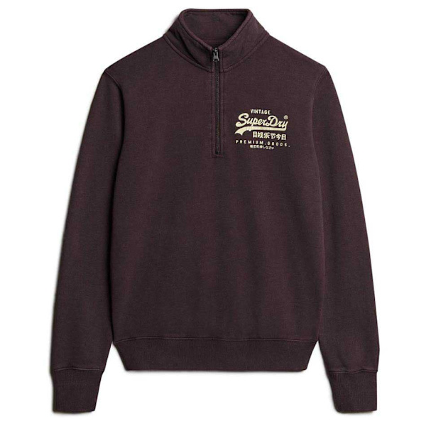 Superdry Classic Vl Graphic Halv Lynlås Sweatshirt Brun M Mand