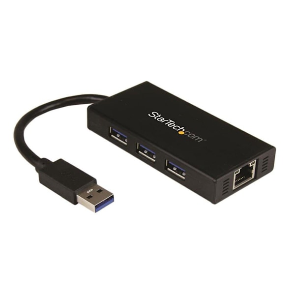 Startech Portable Usb 3.0 Hub W/ Gigabit Ethernet Sort Sort