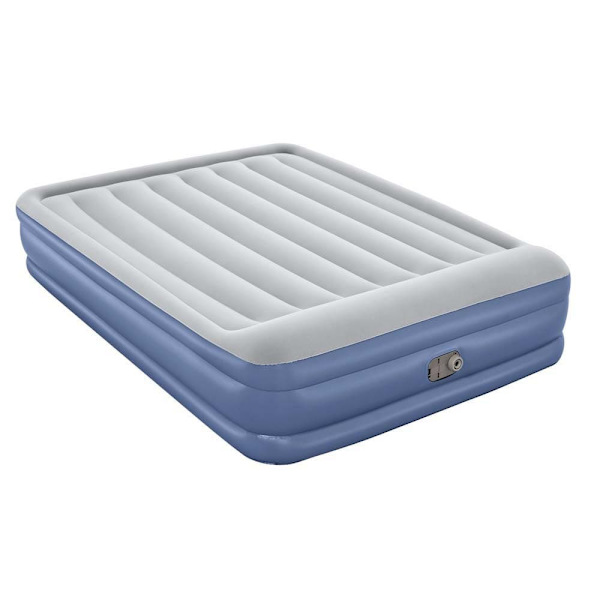 Bestway Forstærket Indbygget Pumpe Dobbelt Luftseng Tritech Queen Hvid 203x152x46cm