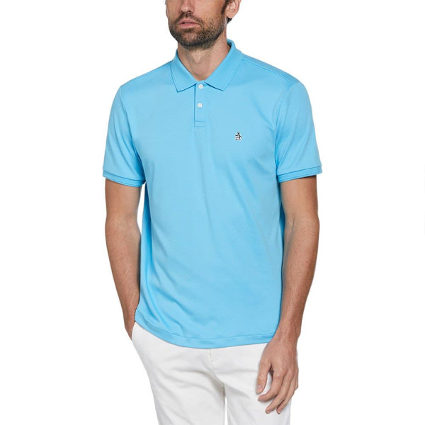 Original Penguin Daddy Organic Interlock Sticker Pete Kortärmad Polotröja Blå M Man