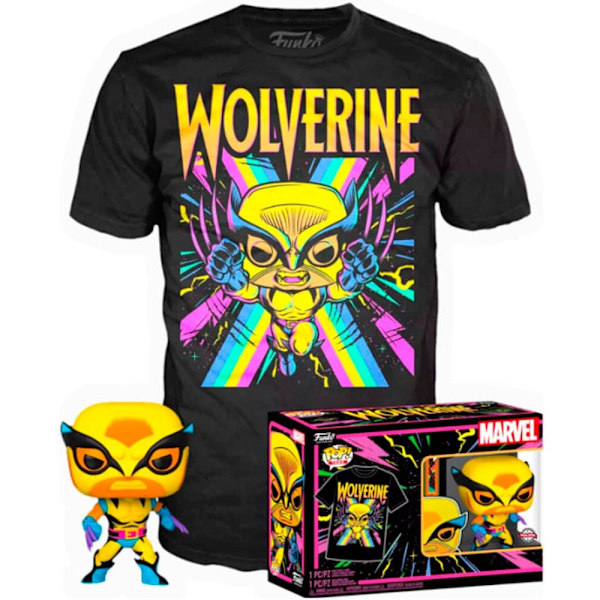 Funko Pop Og Kortærmet T-shirt & Tee Marvel Wolverine Black Light Sort XL