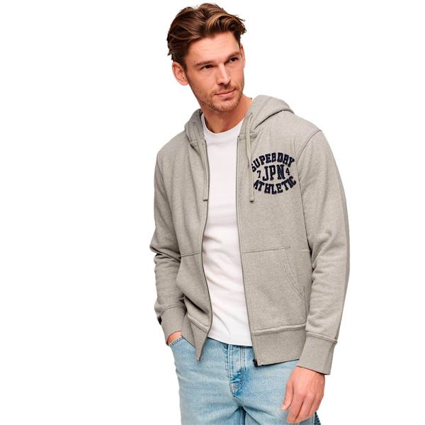 Superdry Vintage Athletic Sweatshirt Med Lynlås Grå L Mand