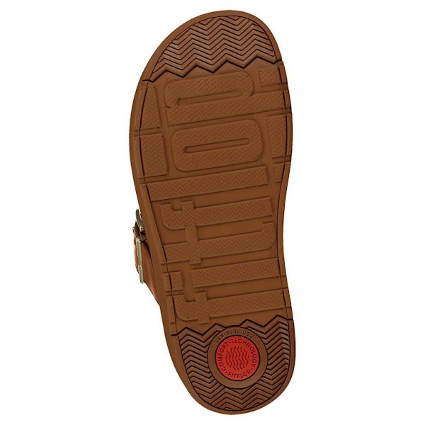 Fitflop Slides Buckle Leather Toe-post Brun EU 39 Kvinna
