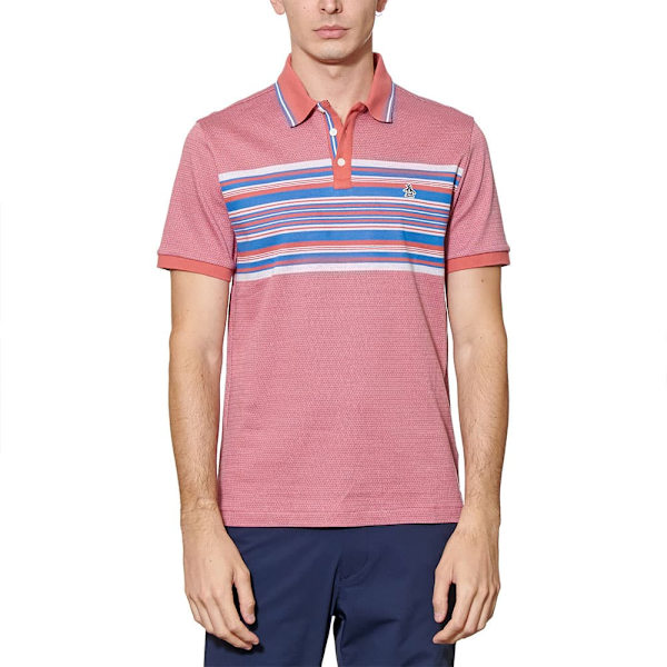 Original Penguin Jacquard Eng Stripe Kortærmet Polo Rosa L Mand