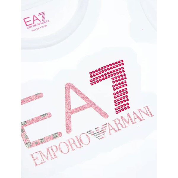 Ea7 Emporio Armani 6rft15 T-shirt Med Korta ärmar Vit 10 Years Flicka