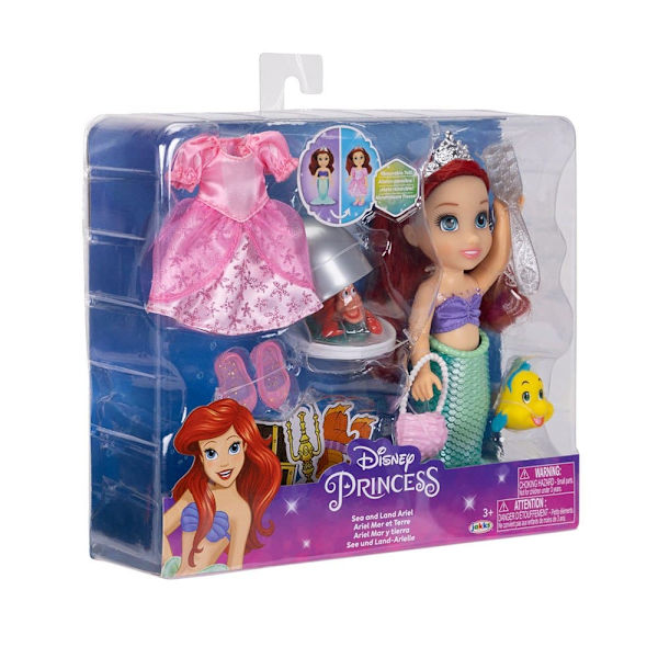 Disney 15 Cm Ariel Sea And Land With Different Classic And Little Mermaid Outfits Docka Flerfärgad
