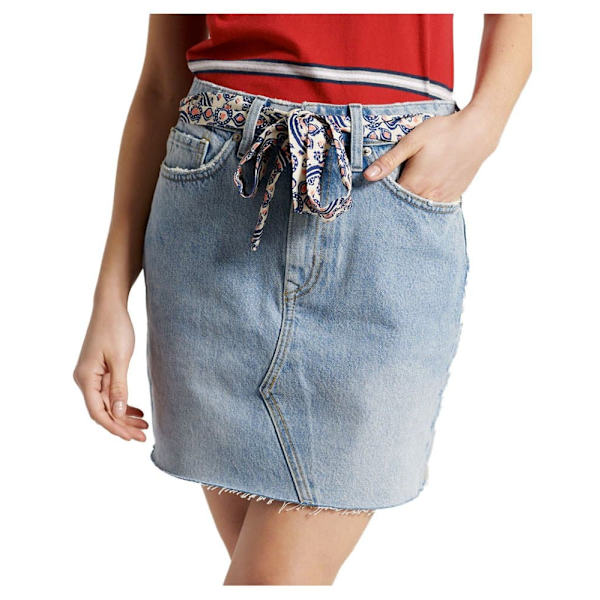 Superdry Kjol Denim Mini Grå 28 Kvinna