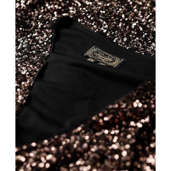 Superdry Sequin Wrap Langærmet Kort Kjole Søvfarvet S Kvinde