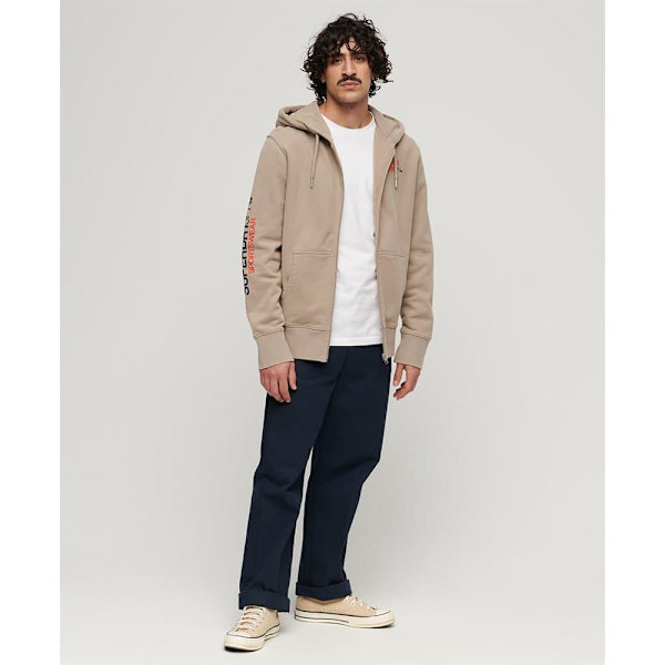 Superdry Sportswear Logo Loose Sweatshirt Med Dragkedja Beige 2XL Man