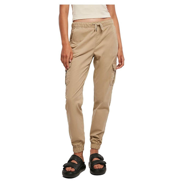 Urban Classics Hög Midja Byxor Cargo Beige M Kvinna
