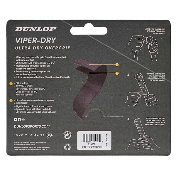 Dunlop Tennis Overgreb Viperdry 3 Enheder Sort