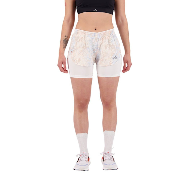 Adidas Shortsit Fast 2 In 1 Aop Valkoinen L Nainen