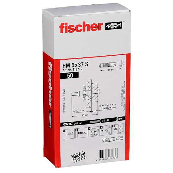 Fischer Group Metal Cavity Fixing Hm 5x37 S 50 Units Grå