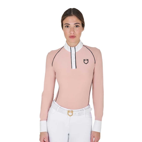 Equestro Mesh Insert Pikétröja Med Lång ärm Rosa S