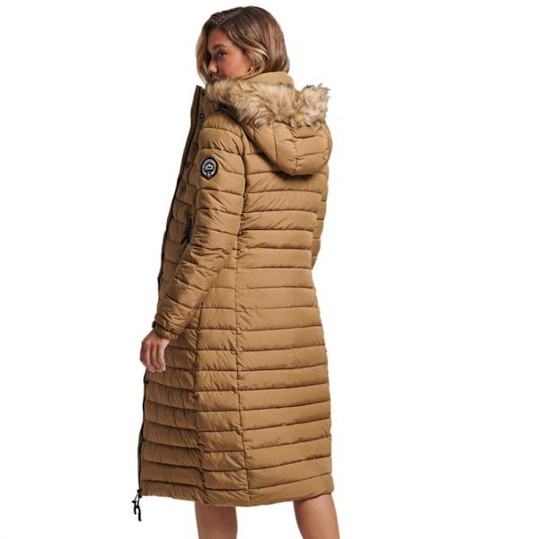 Superdry Takki Super Long Line Fuji Beige XS Nainen