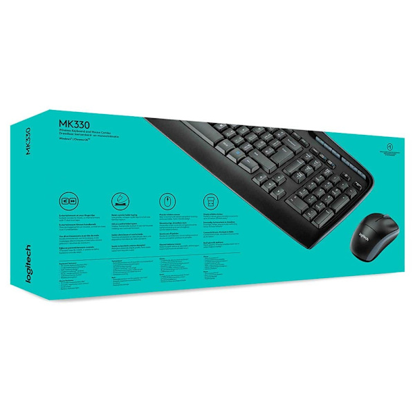 Logitech Langaton Näppäimistö Ja Hiiri Mk330 Musta US QWERTY