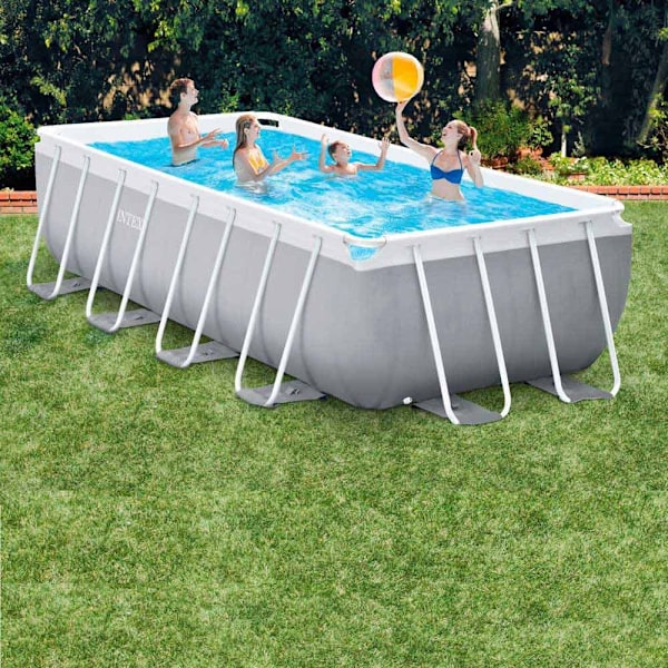 Intex Suorakaiteen Muotoinen Teräsrunko Maanpinnan Yläpuolella Prism 488x244x107 Cm Harmaa 10874 Liters