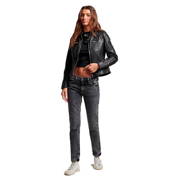 Superdry Læderjakke Fitted Racer Sort S Kvinde