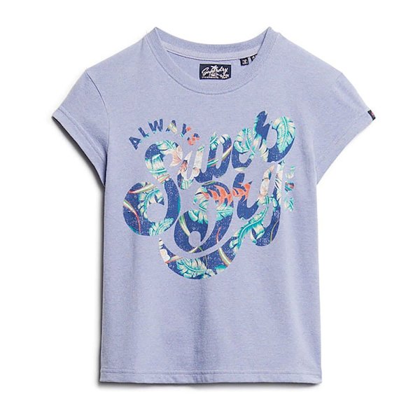 Superdry Floral Scripted T-shirt Med Korte ærmer Lilla XL Kvinde