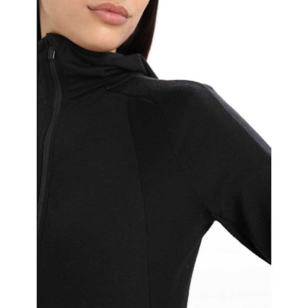 Icebreaker Hættetrøje Zone Knit Zip Sort XS Kvinde
