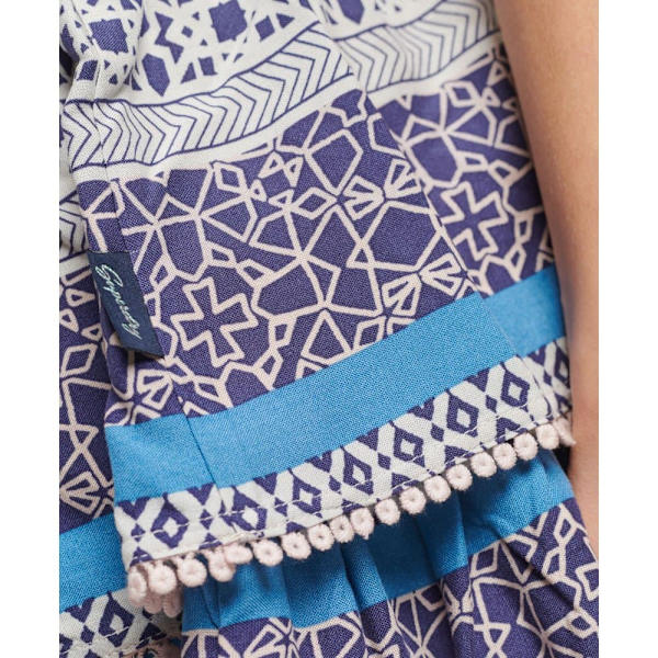 Superdry Nederdel Vintage Tiered Mini Blå XL Kvinde