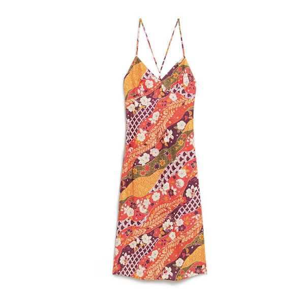 Superdry Printed Slip ærmeløs Lang Kjole Orange XS Kvinde