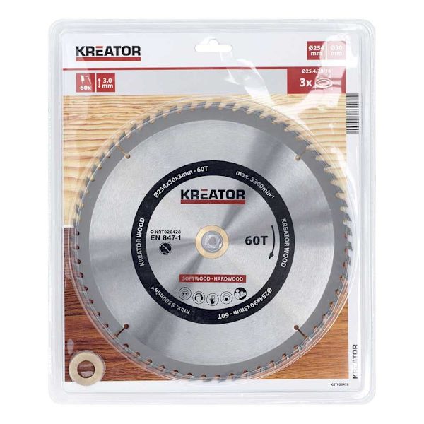 Kreator Træcirkelsavskive 254x30x3.0 Mm 60t Søvfarvet