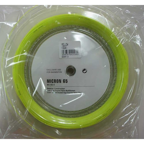 Yonex Sulkapallokelan Kieli Bg 65 200 M Keltainen 0.70 mm