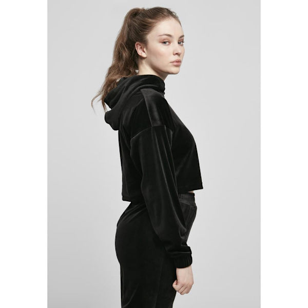 Urban Classics Cropped Velvet Oversized Big Sweatshirt Sort 5XL Kvinde