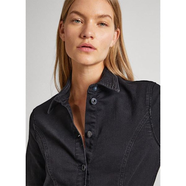 Pepe Jeans Langærmet Kort Kjole Yoni Sparkle Blå M Kvinde
