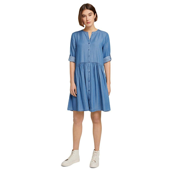 Tom Tailor Kjole Tencel Placket Blå M Kvinde