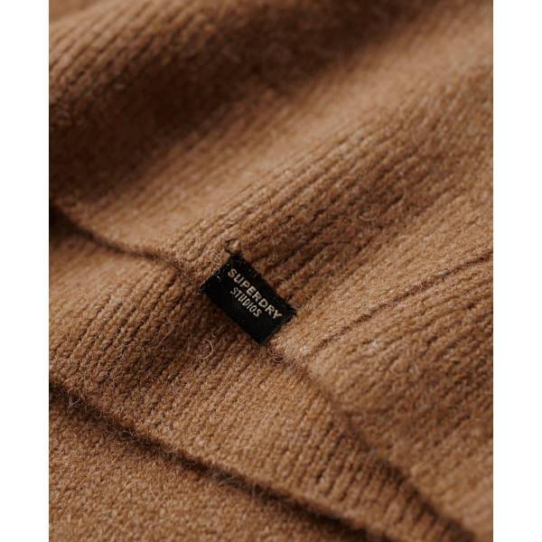 Superdry Langærmet Kort Kjole V Jumper Brun L Kvinde