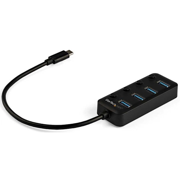 Startech Usb C/a 4 Port Individual On/off Switches Hub Svart