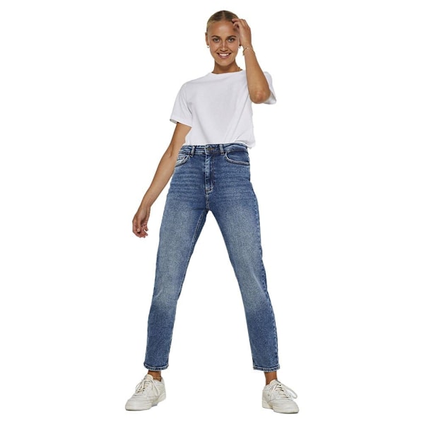 Noisy May Jeans Med Hög Midja Moni Straight Ankle Blå 24 / 30 Kvinna