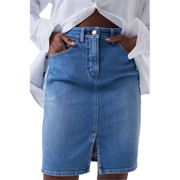 Salsa Jeans Midi Kjol Push In Secret Glamour Denim Blå 29 Kvinna