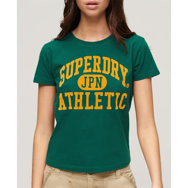 Superdry Varsity Flocked Fitted T-shirt Med Korta ärmar Grönt XL Kvinna