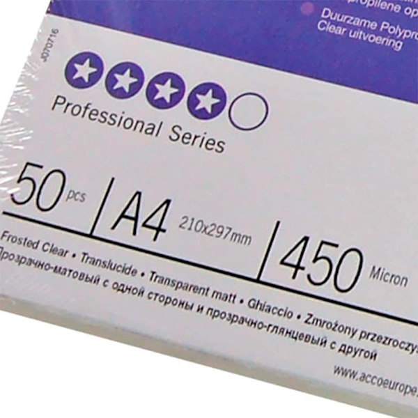 Gbc Genomskinlig Pp Polycovers 300 Mikron Från A4 Omslag Bindande 100 Enheter Durchsichtig