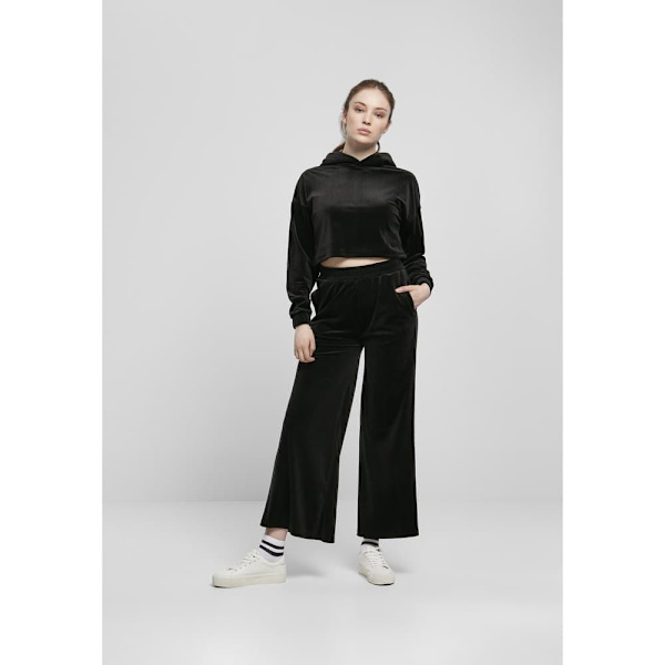 Urban Classics Cropped Velvet Oversized Big Sweatshirt Sort 2XL Kvinde