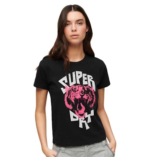 Superdry Indigo Workwear Cap Lo-fi Rock Graphic Fitted Lyhythihainen T-paita Pinkki L Nainen