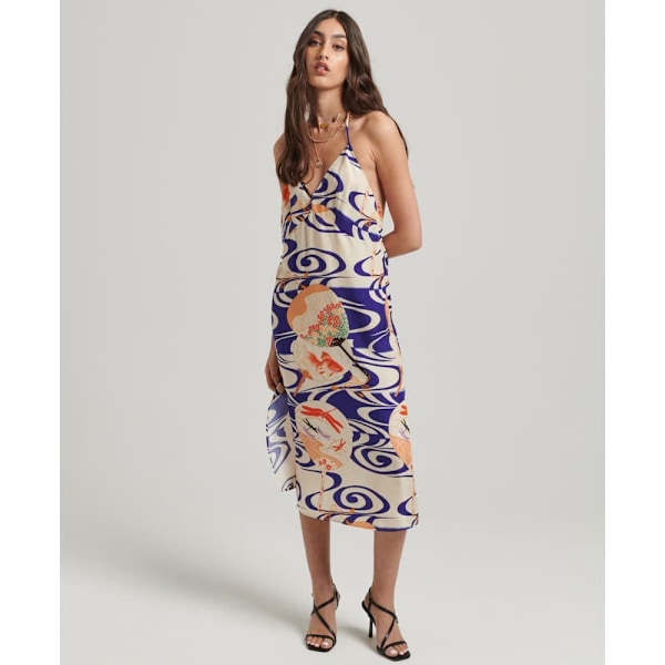 Superdry Klänning Vintage Midi Halter Slip Vit,Blå S Kvinna